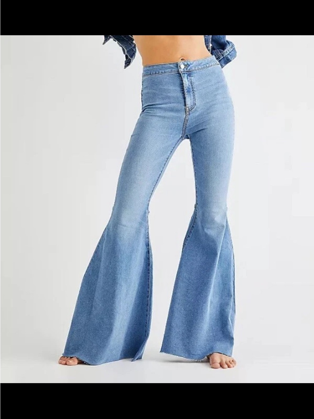 Free People Just Float on Flare Jeans Blue (love Letters) Super Flare Wide